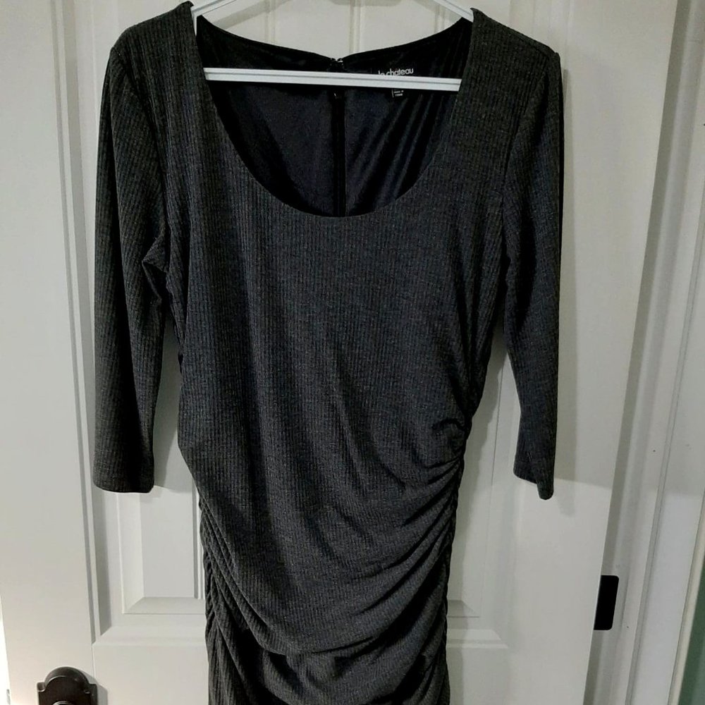 Ruched Criss Cross Hem Midi Dress